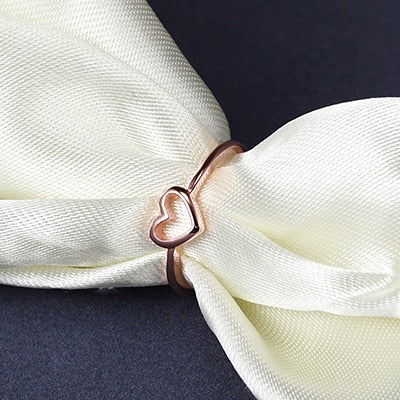 New Fashion Heart Shaped Wedding Ring for Woman Rose Gold/Silver Color Simple Stye Lovely Girl Jewelry Size 5 - 11