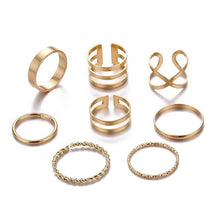 Load image into Gallery viewer, VKME Vintage Twist Gold Sliver Ring Set Lady Round Ring Female Knuckle Fashion Wedding Jewelry Accessories