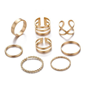 VKME Vintage Twist Gold Sliver Ring Set Lady Round Ring Female Knuckle Fashion Wedding Jewelry Accessories