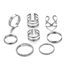 Load image into Gallery viewer, VKME Vintage Twist Gold Sliver Ring Set Lady Round Ring Female Knuckle Fashion Wedding Jewelry Accessories