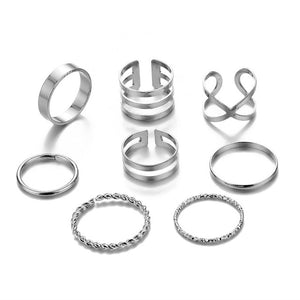 VKME Vintage Twist Gold Sliver Ring Set Lady Round Ring Female Knuckle Fashion Wedding Jewelry Accessories