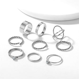 VKME Vintage Twist Gold Sliver Ring Set Lady Round Ring Female Knuckle Fashion Wedding Jewelry Accessories
