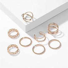 Load image into Gallery viewer, VKME Vintage Twist Gold Sliver Ring Set Lady Round Ring Female Knuckle Fashion Wedding Jewelry Accessories