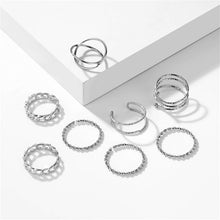 Load image into Gallery viewer, VKME Vintage Twist Gold Sliver Ring Set Lady Round Ring Female Knuckle Fashion Wedding Jewelry Accessories
