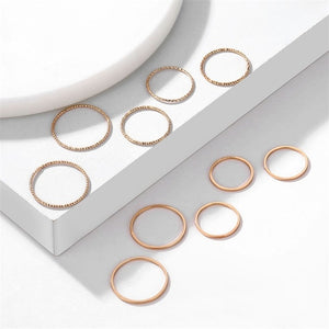 VKME Vintage Twist Gold Sliver Ring Set Lady Round Ring Female Knuckle Fashion Wedding Jewelry Accessories