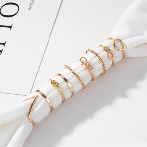 VKME Vintage Twist Gold Sliver Ring Set Lady Round Ring Female Knuckle Fashion Wedding Jewelry Accessories